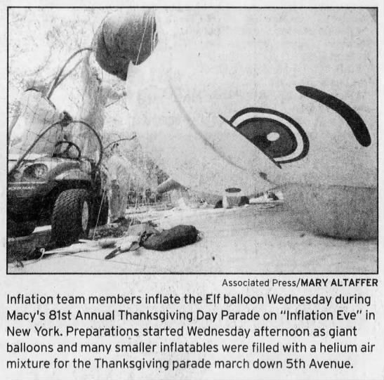 Inflation team members inflate the Elf balloon